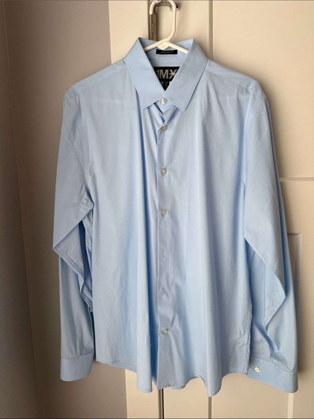 Express Light Blue Men's Dress Shirt - Solid Button-Up